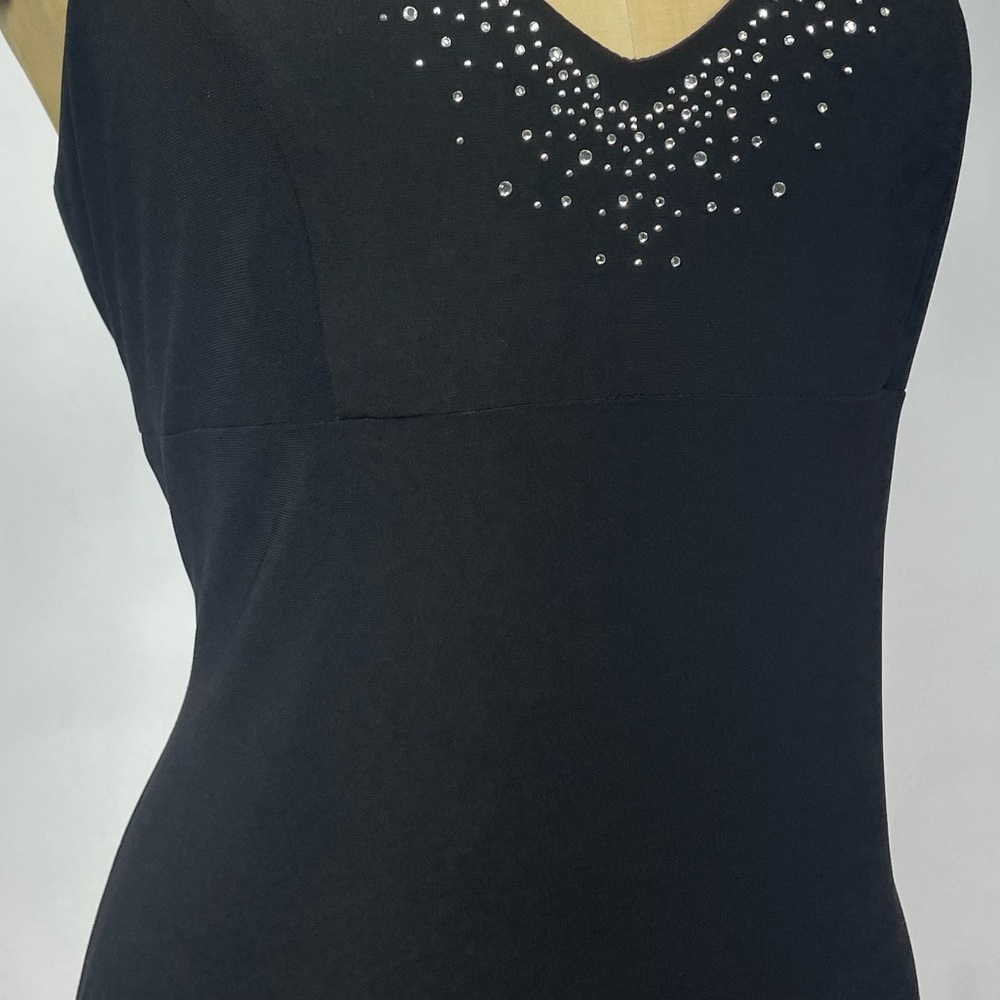Onyx Nite Halter Dress 10 Black Cocktail LBD Tier 2000s Glam Rhinestone Vtg - Picture 6 of 13